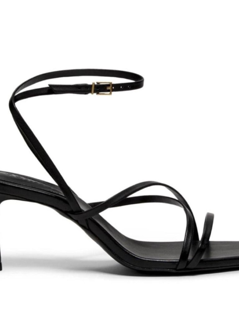 Schultz Black Leather Strappy Heels